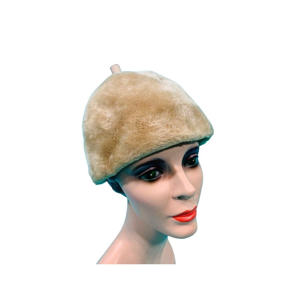 Vintage 1950s Faux Fur Beret Peck & Peck Round Hat